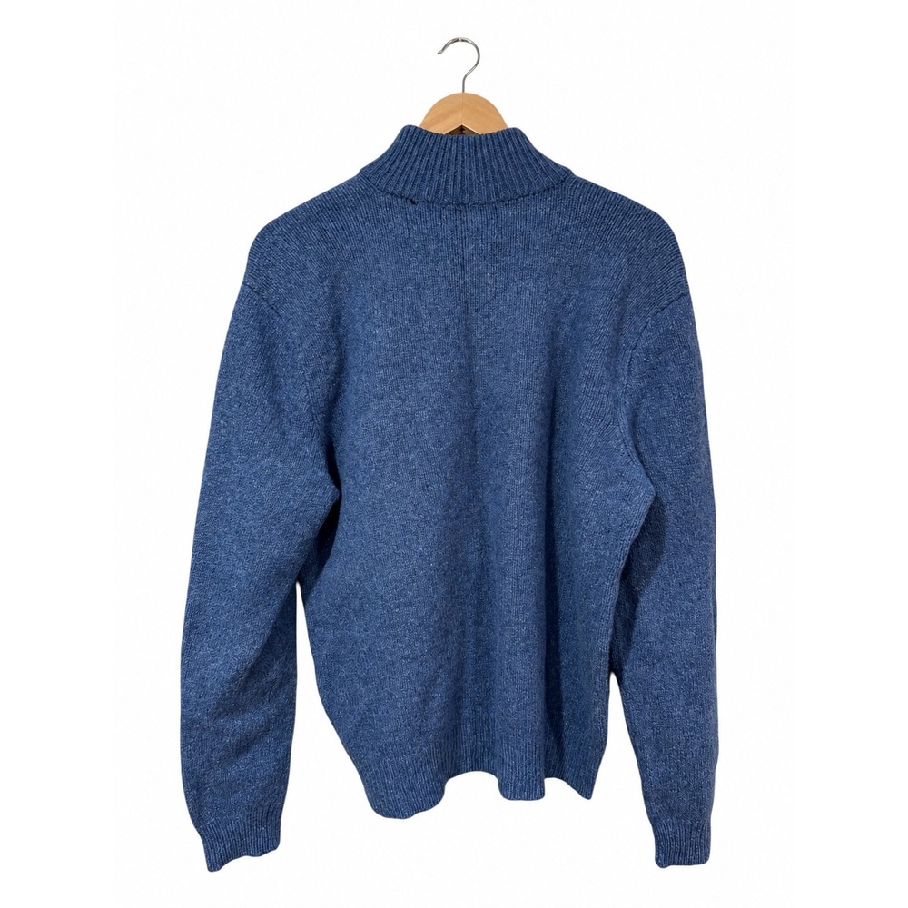 Polo Ralph Lauren Merino Wool Angora 1/4 Zip Sweater Blue XL Leather Pull - Picture 2 of 5